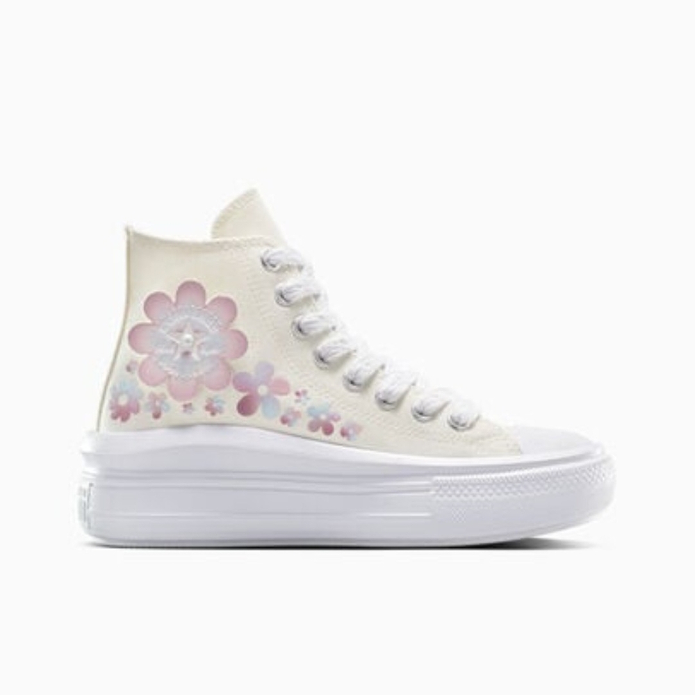 NWT/B Converse CT Cream and Pink Floral High-Top Sneakers
